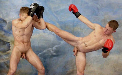 naked men wrestling with their erections